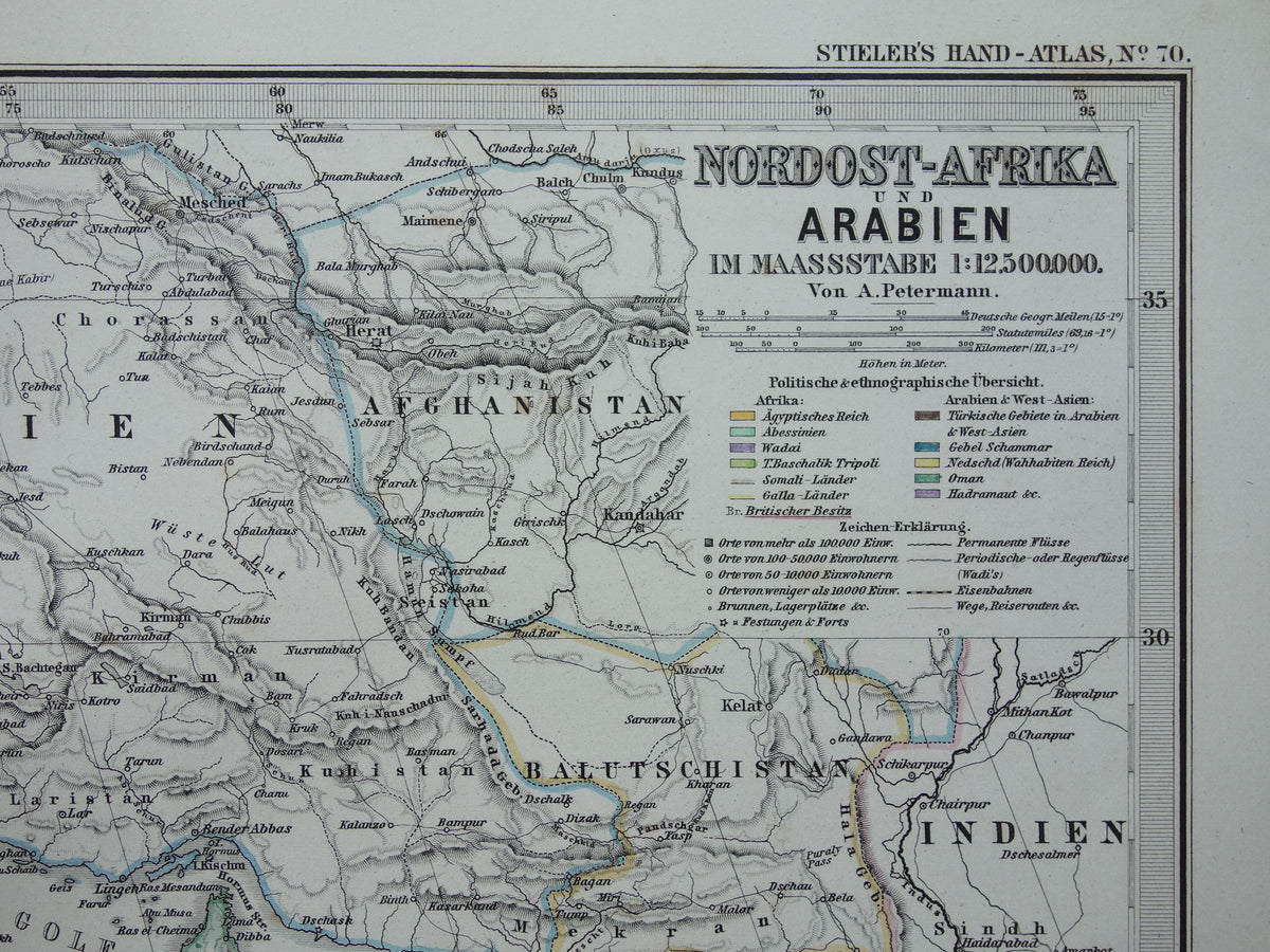 Saudi-Arabien Vintage Landkarte von Saudi-Arabien 1876 Original alte antike Karte Riad Dschidda