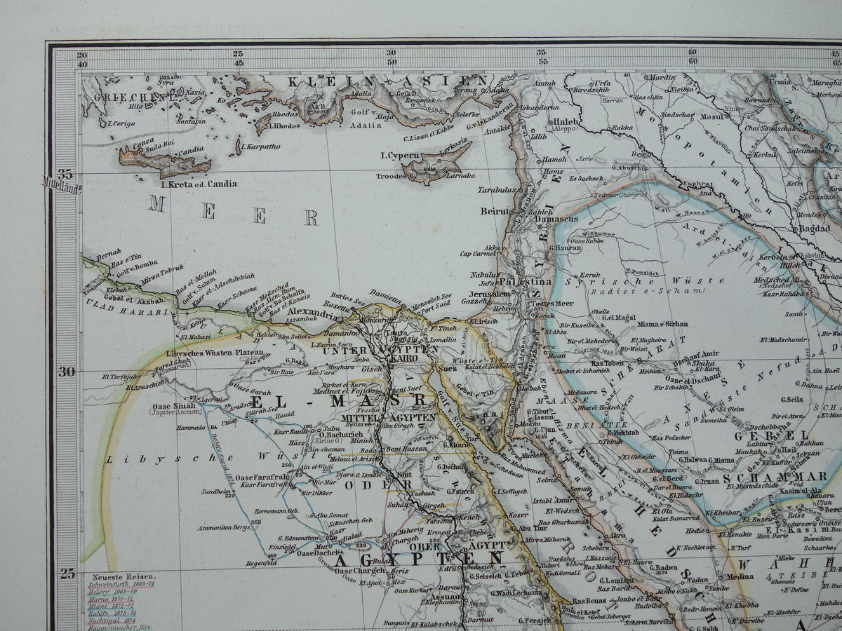 Saudi-Arabien Vintage Landkarte von Saudi-Arabien 1876 Original alte antike Karte Riad Dschidda
