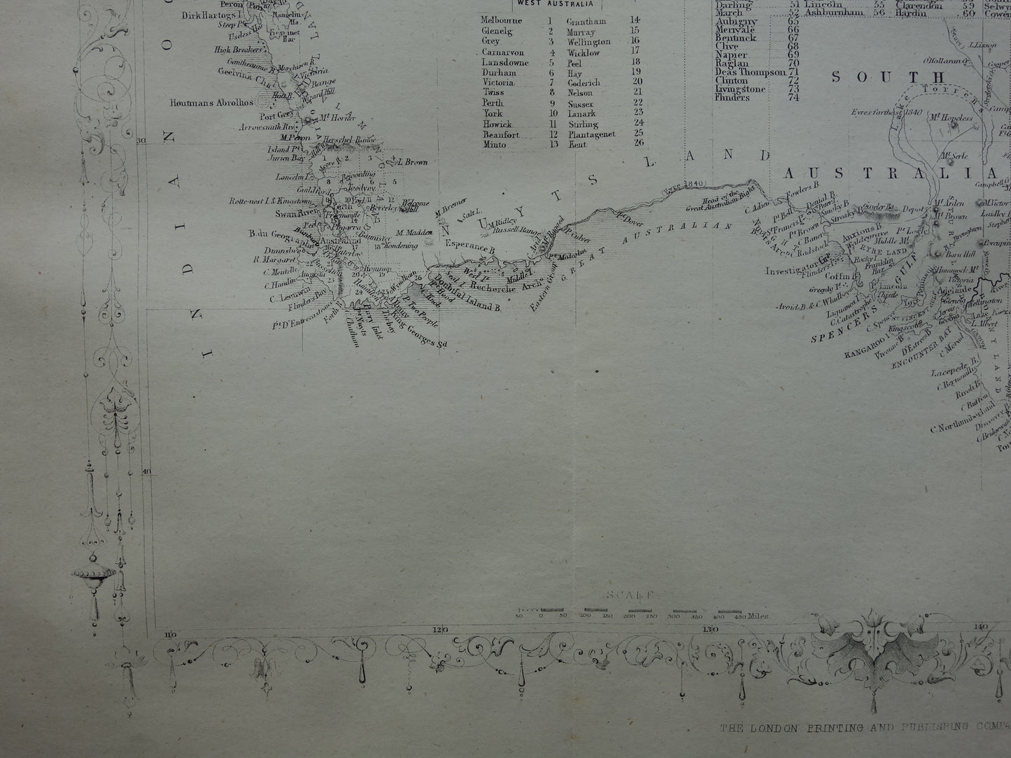 Australië oude kaart uit 1860 originele antieke landkaart Australië John Rapkin - Vintage kaarten