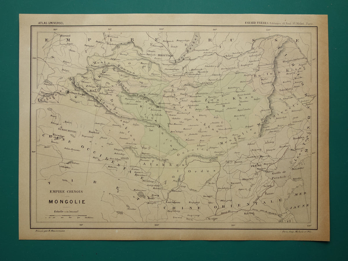 Mongolië Oude kaart van het Mongoliëuit het jaar 1896 historische landkaart oude vintage kaarten