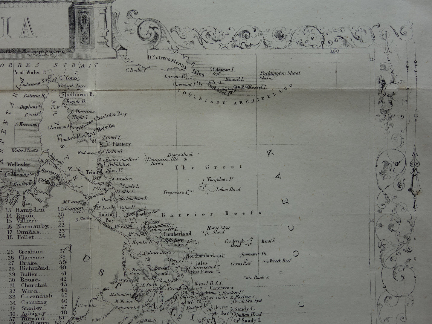 Australië oude kaart uit 1860 originele antieke landkaart Australië John Rapkin - Vintage kaarten