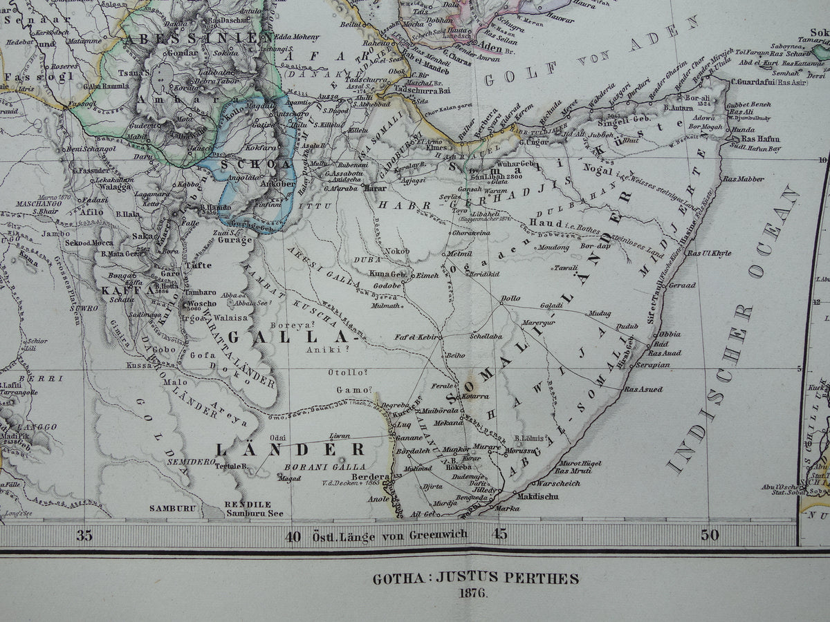 Saudi-Arabien Vintage Landkarte von Saudi-Arabien 1876 Original alte antike Karte Riad Dschidda