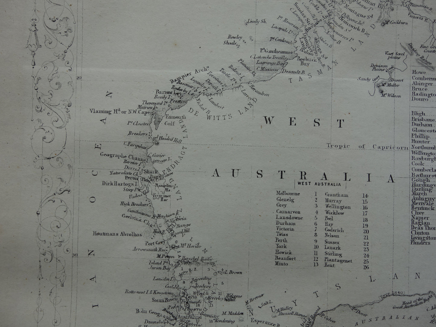 Australië oude kaart uit 1860 originele antieke landkaart Australië John Rapkin - Vintage kaarten