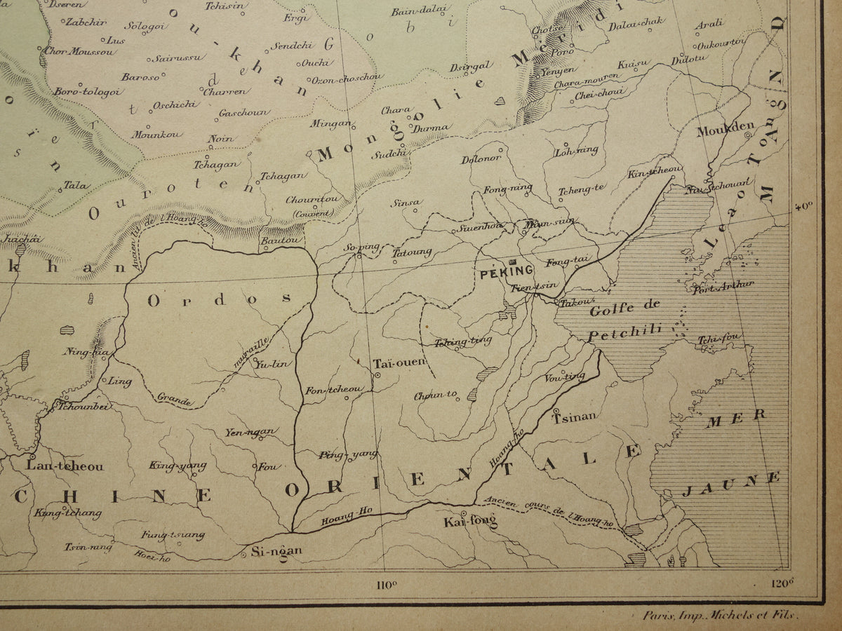 Mongolië Oude kaart van het Mongoliëuit het jaar 1896 historische landkaart oude vintage kaarten