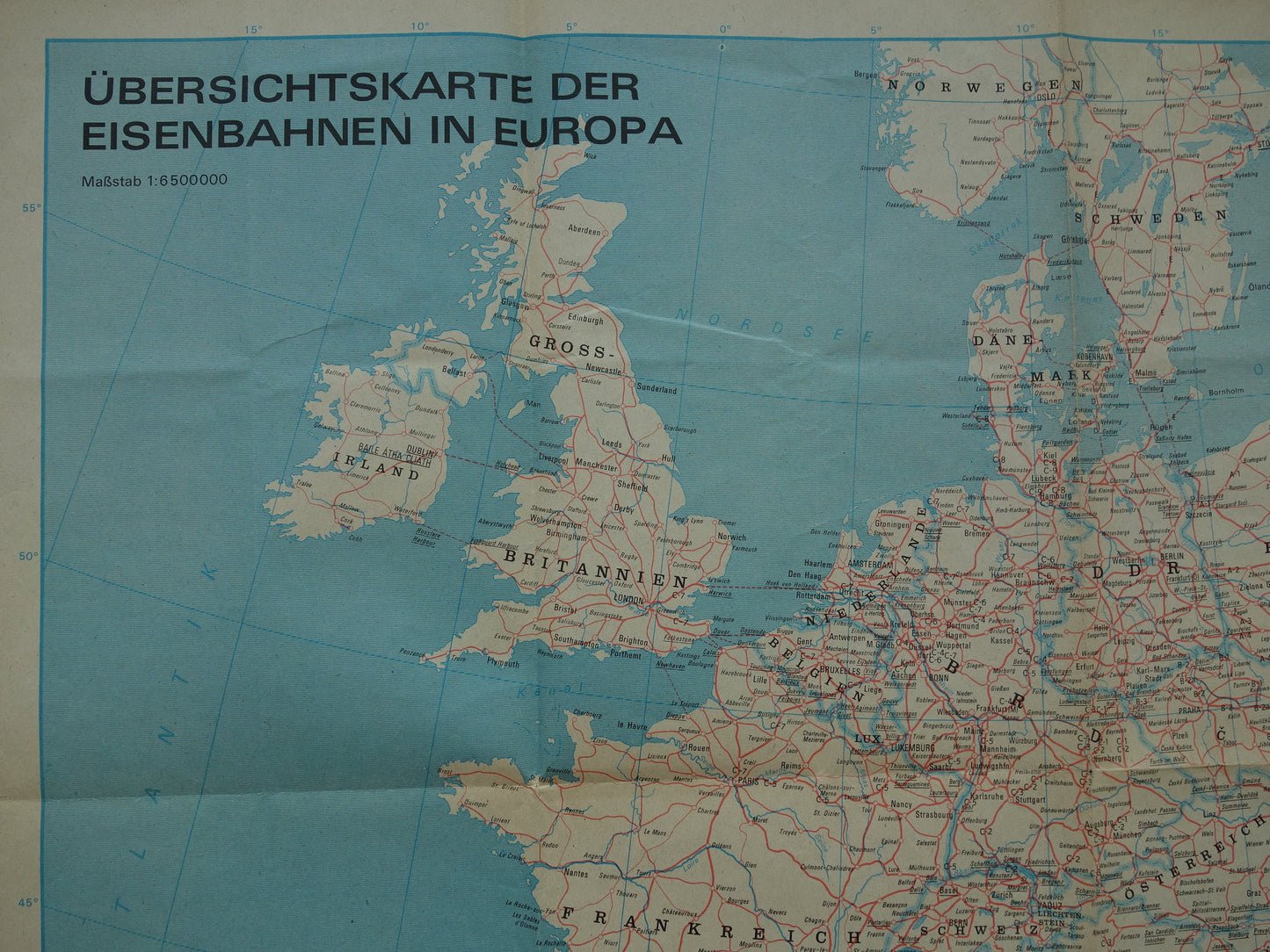 ubersichtskarte der eisenbahnen in europa 1984