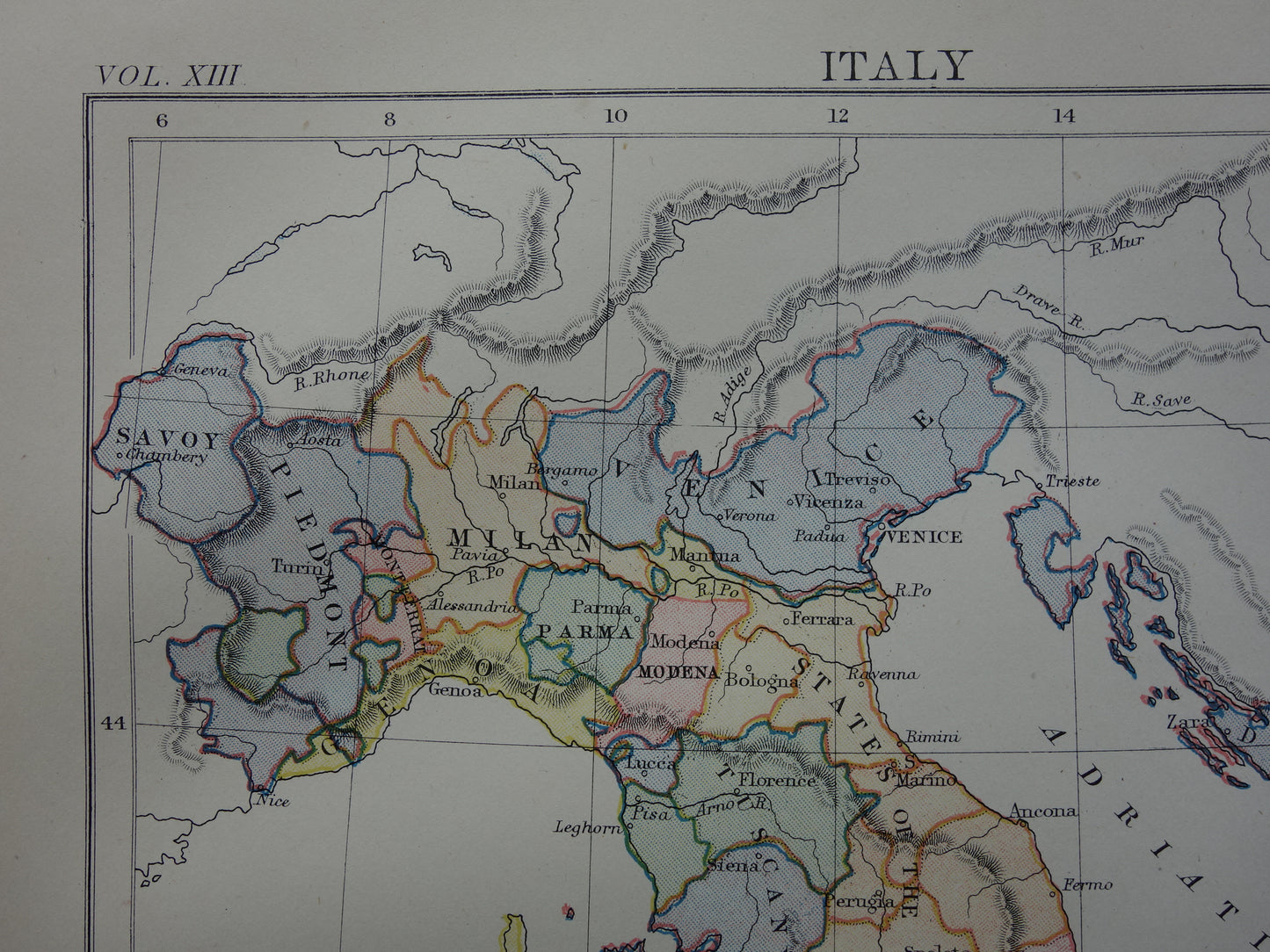 Italië set van 2 antieke kaarten geschiedenis Italië - Romeinse Rijk Augustus tot Constantijn & Italië voor 1797 - oude kaart