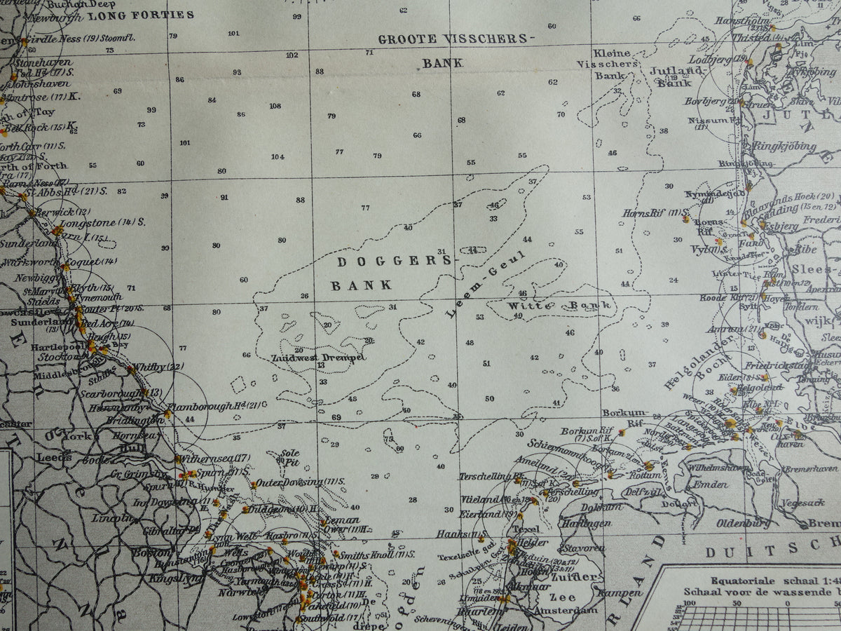 noordzee in het jaar 1920 kaart landkaart zeekaart