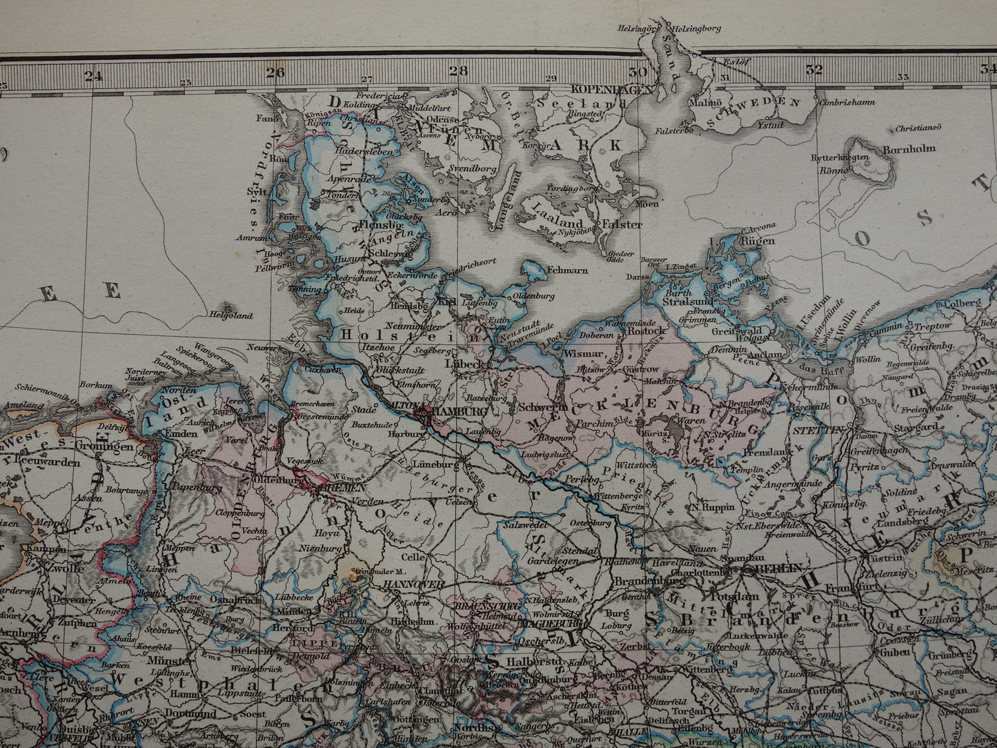 DUITSLAND Antieke landkaart van het Duitse Rijk in 1876 Grote originele 145+ jaar oude kaart Berlijn Pruissen Polen