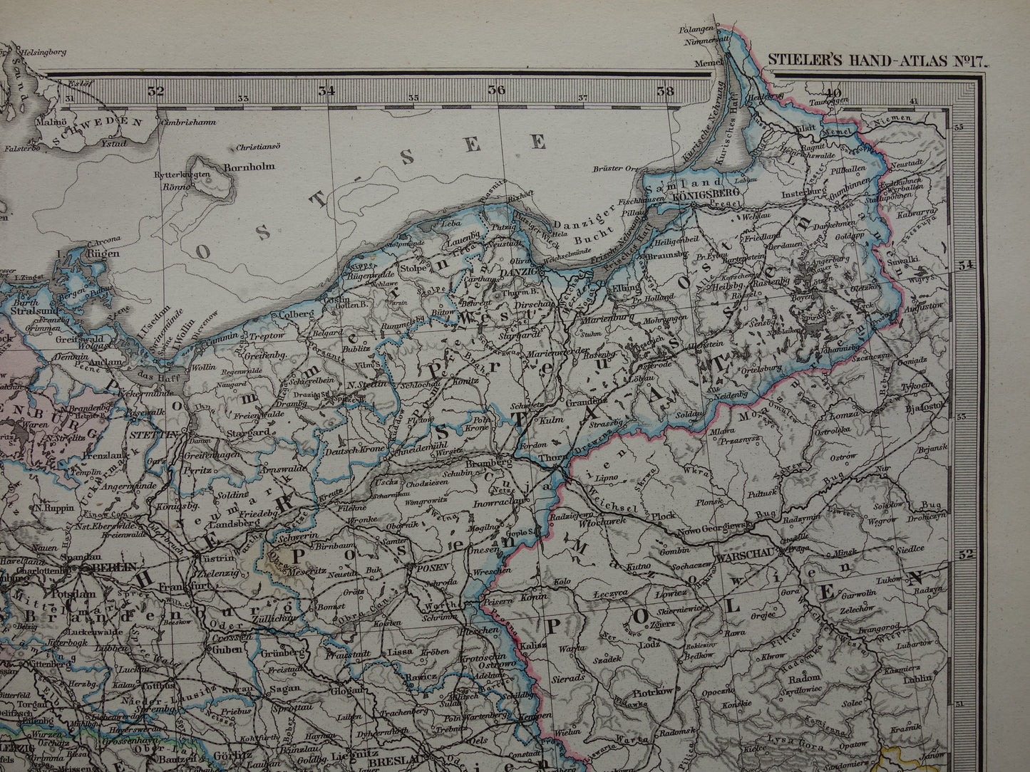 DUITSLAND Antieke landkaart van het Duitse Rijk in 1876 Grote originele 145+ jaar oude kaart Berlijn Pruissen Polen