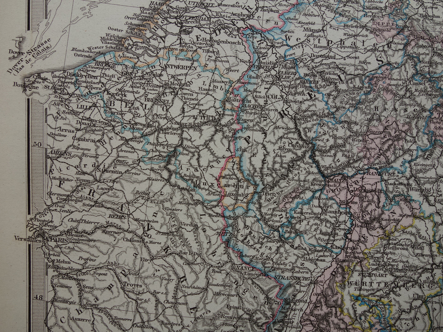 DUITSLAND Antieke landkaart van het Duitse Rijk in 1876 Grote originele 145+ jaar oude kaart Berlijn Pruissen Polen