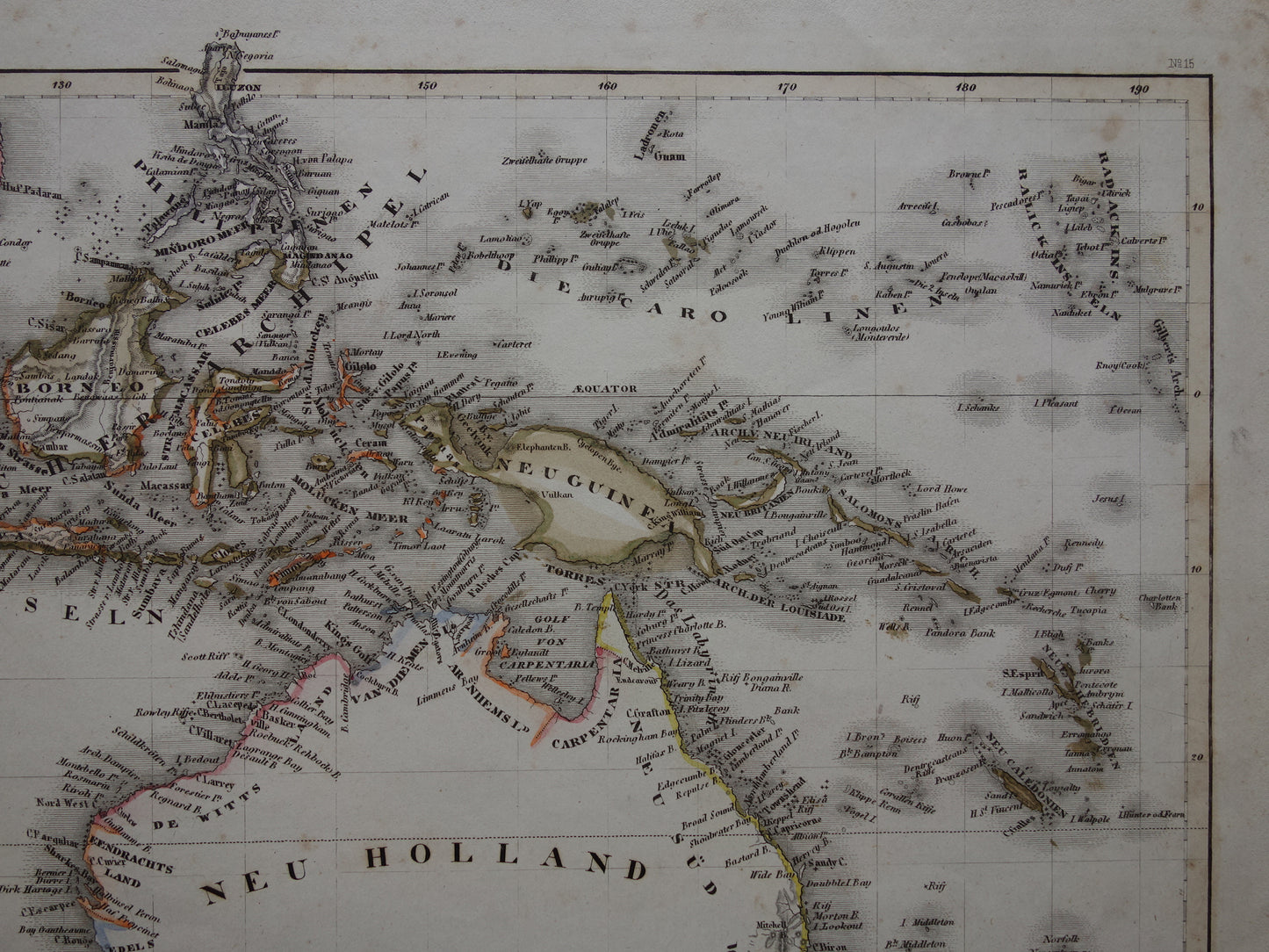 Oude kaart van Australië en Indonesië uit 1849 originele antieke landkaart - vintage kaarten