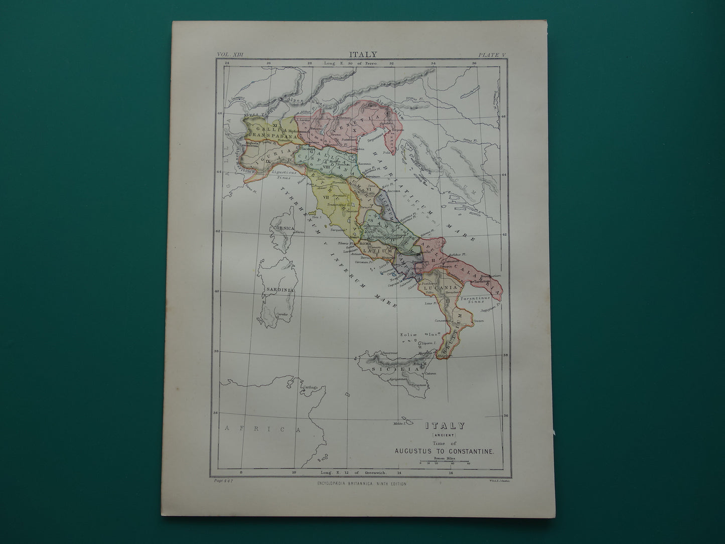 Italië set van 2 antieke kaarten geschiedenis Italië - Romeinse Rijk Augustus tot Constantijn & Italië voor 1797 - oude kaart