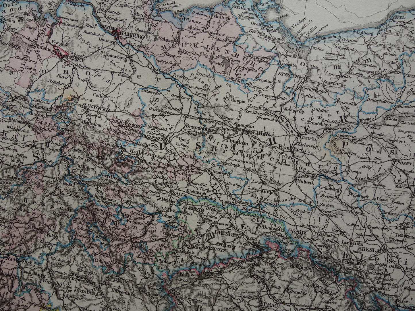 DUITSLAND Antieke landkaart van het Duitse Rijk in 1876 Grote originele 145+ jaar oude kaart Berlijn Pruissen Polen