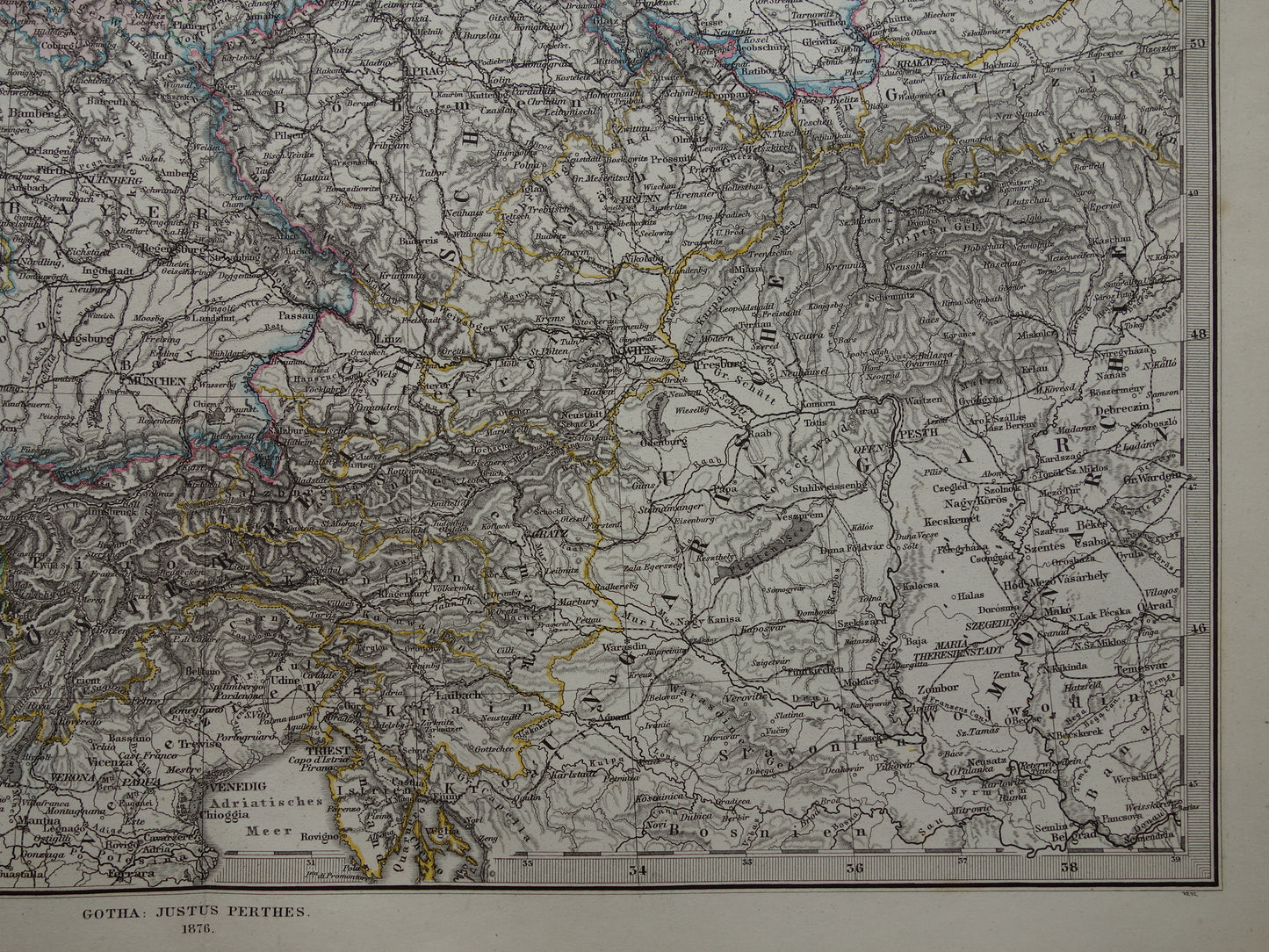 DUITSLAND Antieke landkaart van het Duitse Rijk in 1876 Grote originele 145+ jaar oude kaart Berlijn Pruissen Polen