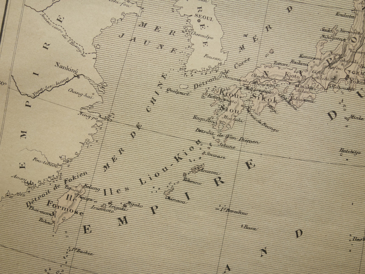 JAPAN Oude kaart van het Japanse Rijk uit het jaar 1896 historische landkaart Japan oude vintage kaarten