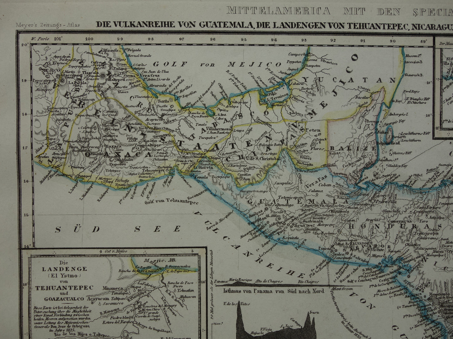 CENTRAAL-AMERIKA oude kaart 1850 originele antieke prent van Nicaragua Panama Costa Rica Honduras kanaal landengte Midden A. vintage kaarten