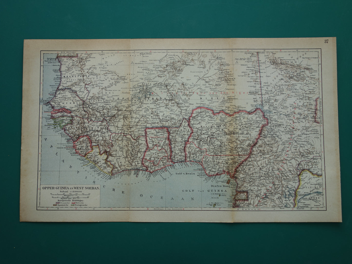 Opper-Guinea en West Soedan historische kaart uit 1928