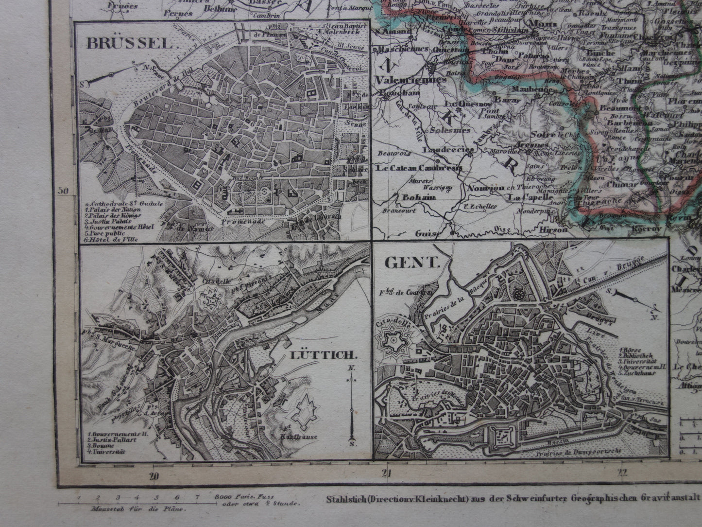 plattegrond Brussel Luik Gent 1849