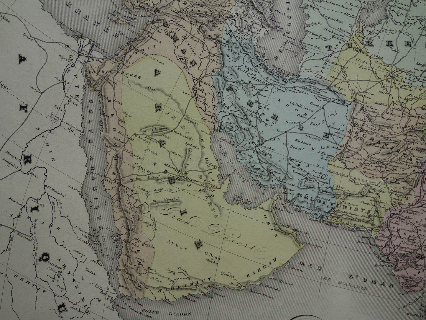 Antieke kaart van Azië uit 1880 Grote oude landkaart Azië continent Originele vintage kaarten