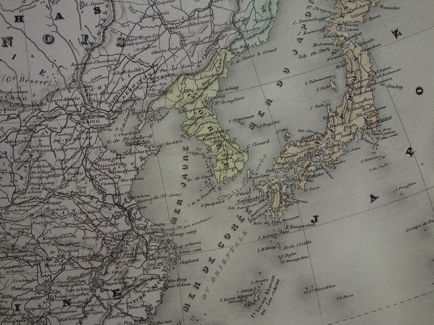 Antieke kaart van Azië uit 1880 Grote oude landkaart Azië continent Originele vintage kaarten
