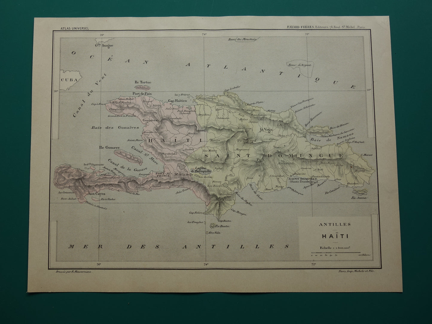 Haïti en Dominicaanse republiek oude landkaart