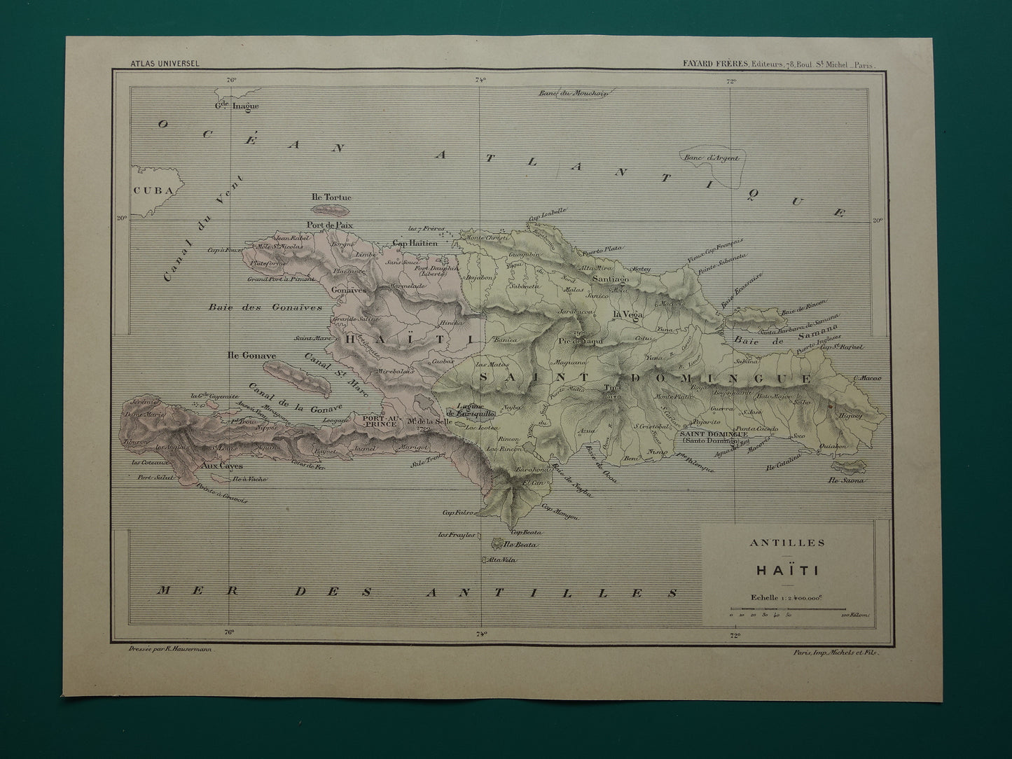 Haïti en Dominicaanse Republiek Oude landkaart Originele antieke kaart