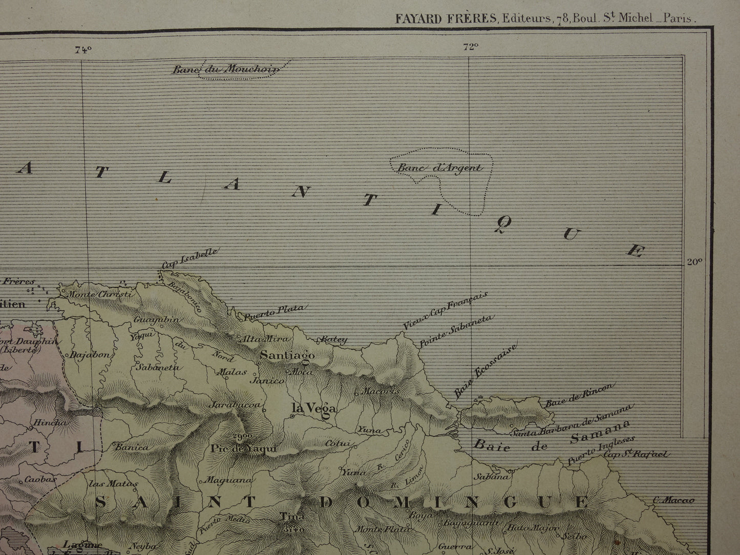 Haïti en Dominicaanse Republiek Oude landkaart Originele antieke kaart