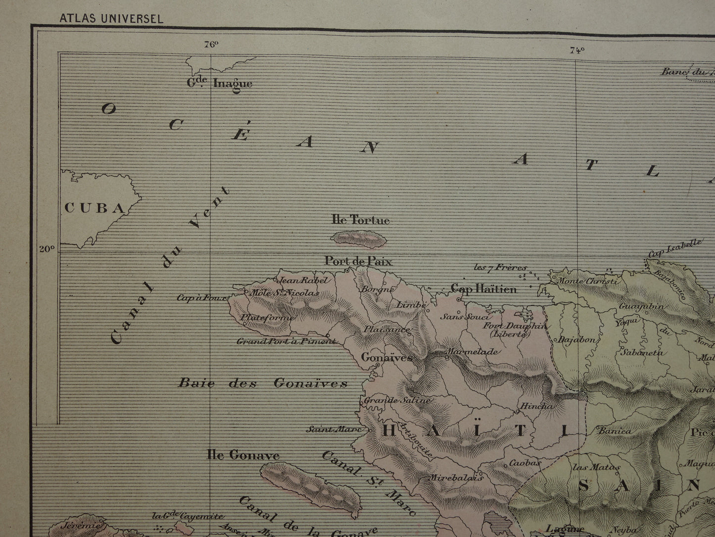 Haïti en Dominicaanse Republiek Oude landkaart Originele antieke kaart