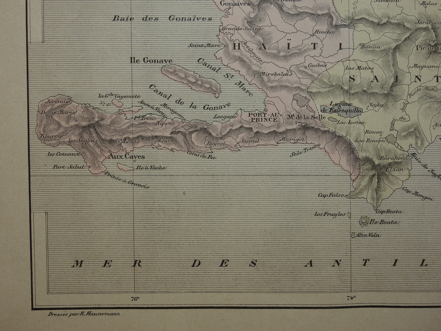 Haïti en Dominicaanse Republiek Oude landkaart Originele antieke kaart
