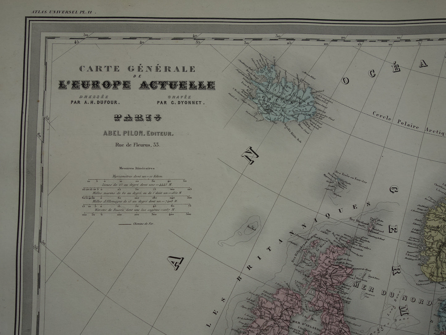 Grote antieke landkaart van Europa uit 1880 Originele 140+ jaar oude kaart Europa continent Vintage handgekleurde kaarten