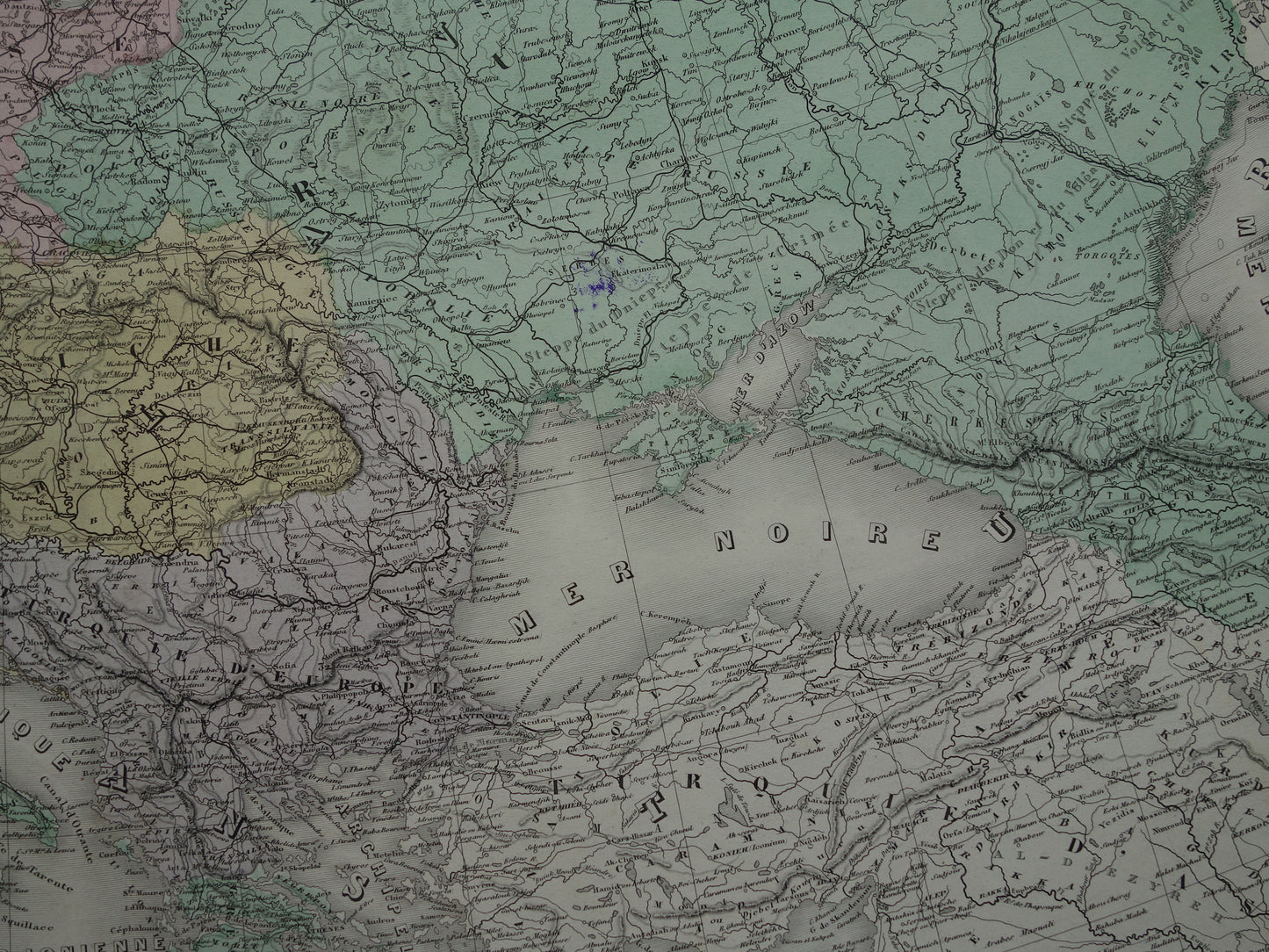 Grote antieke landkaart van Europa uit 1880 Originele 140+ jaar oude kaart Europa continent Vintage handgekleurde kaarten