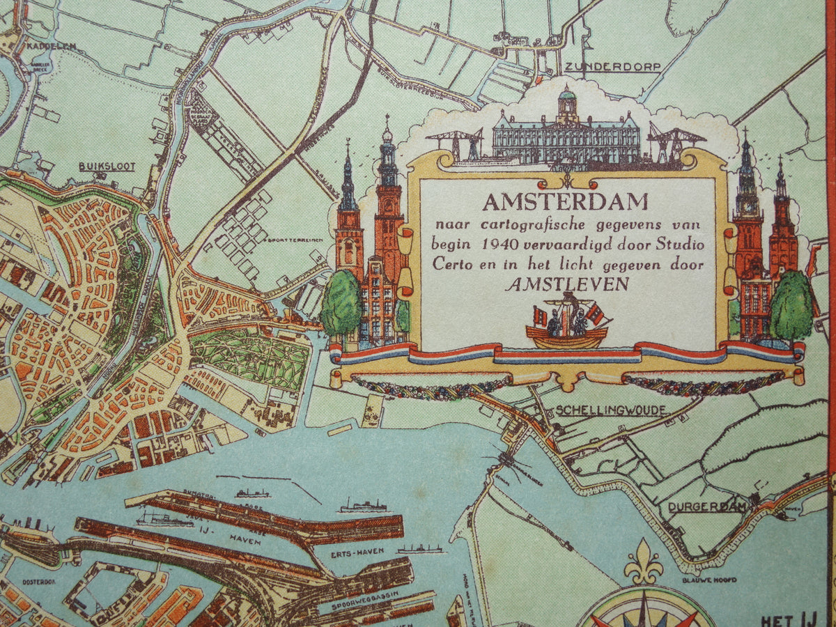 Amsterdam vintage kaart om in te lijsten