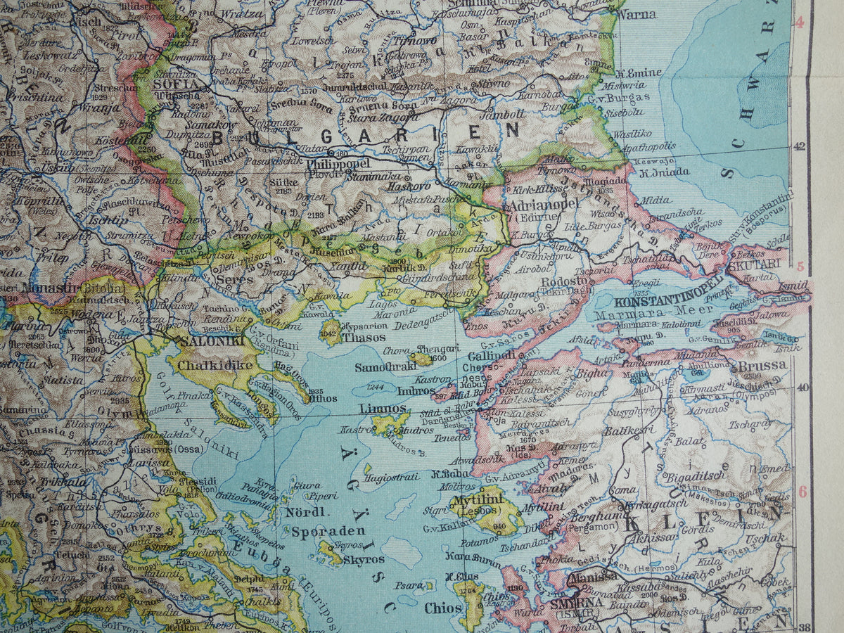 BALKAN oude landkaart van de Balkan uit 1928 originele Duitse vintage kaart Roemenië Hongarije Tsjechië Slowakije Bosnië
