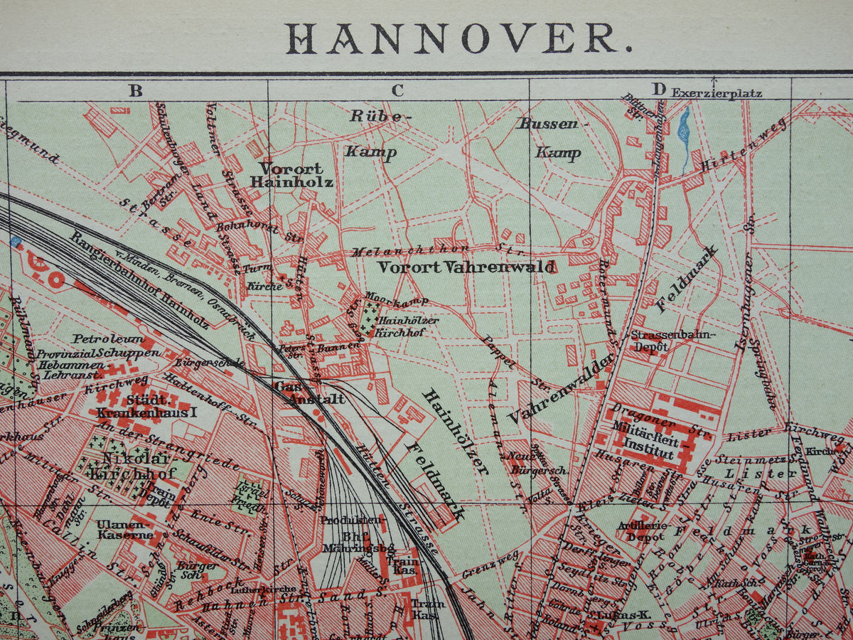 HANNOVER oude plattegrond van Hannover Duitsland uit 1907 - originele vintage historische kaarten met jaartal