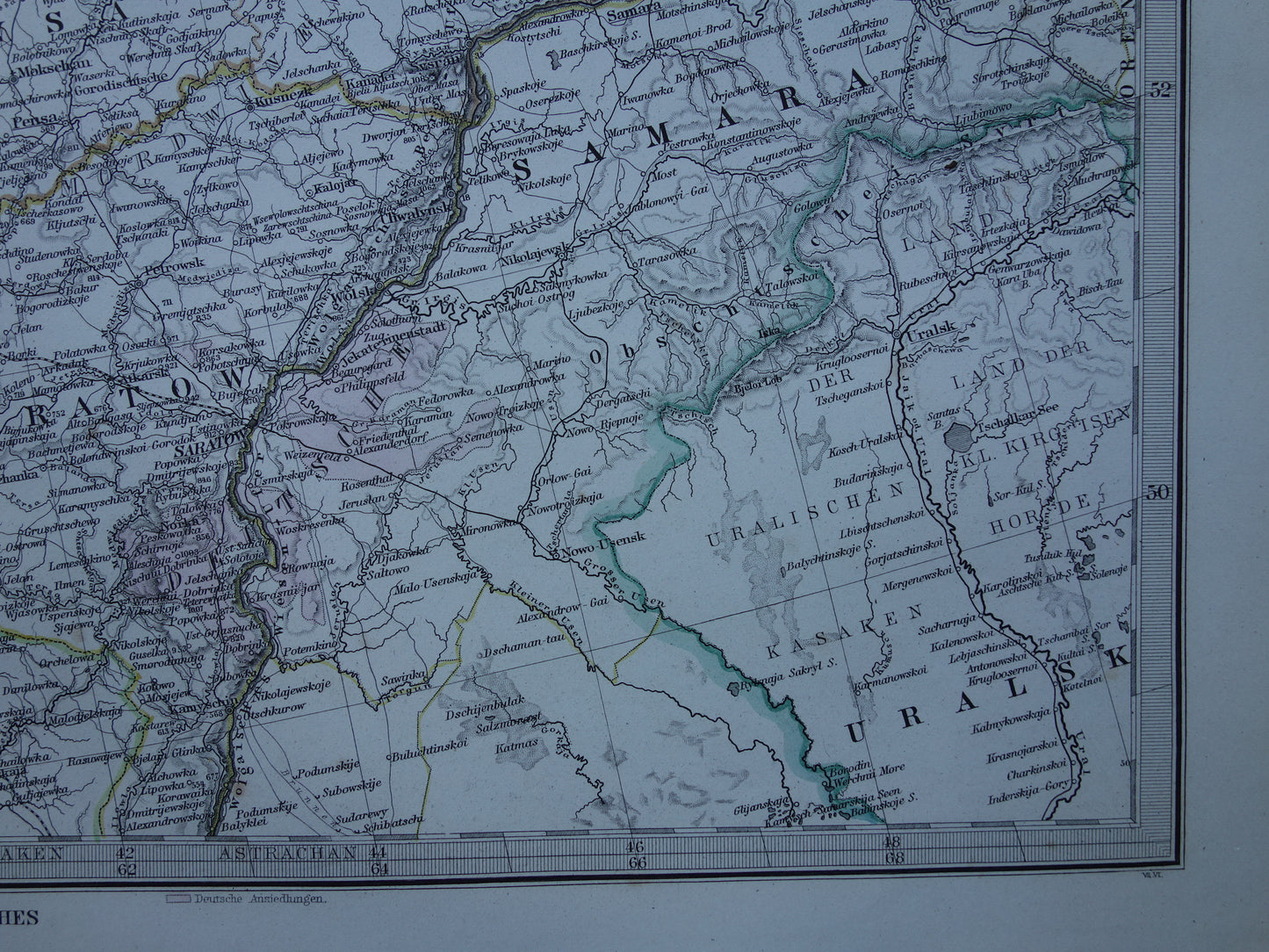 RUSLAND oude kaart van Moskou in 1876 originele antieke landkaart centraal Rusland vintage poster