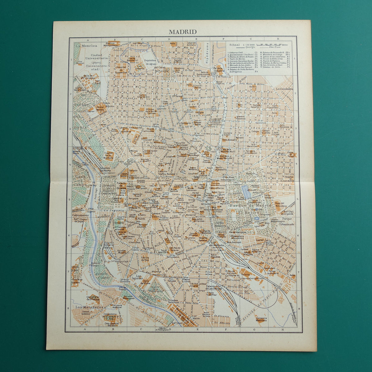 MADRID oude kaart van Madrid Spanje uit 1936 originele vintage plattegrond