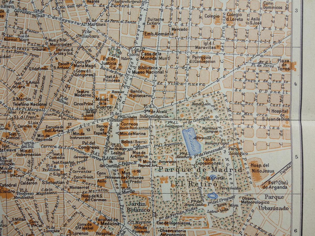 MADRID old map of Madrid Spain from 1936 original vintage map