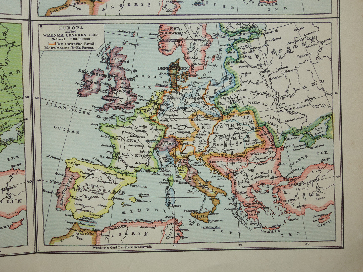 Geschiedenis van Europa in oude kaarten - set van 2 prenten met 8 x historische kaart - landkaart Napoleon 1789 1815