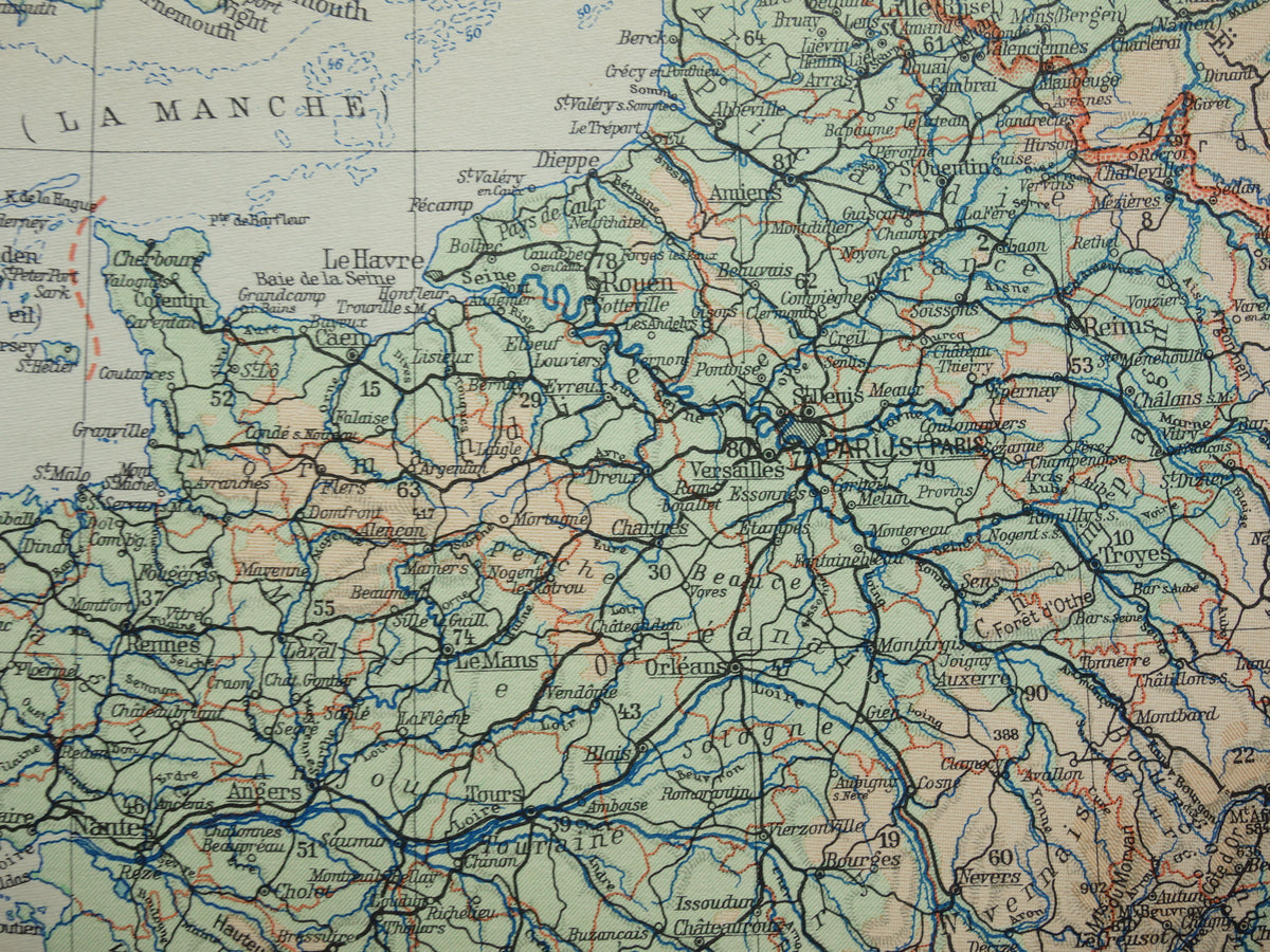 FRANKREICH Alte niederländische Karte von Frankreich aus dem Jahr 1935 Original Vintage Landkarte Höhenkarte