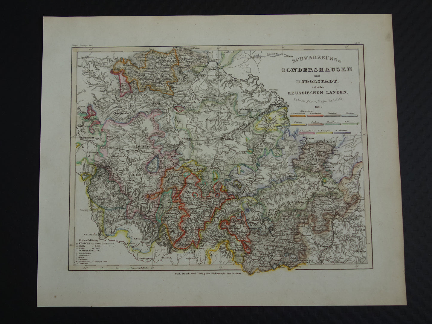 113 Schwarzburg Sondershausen und Rudolstadt nebst den Reussischen landen 1851 Meyers
