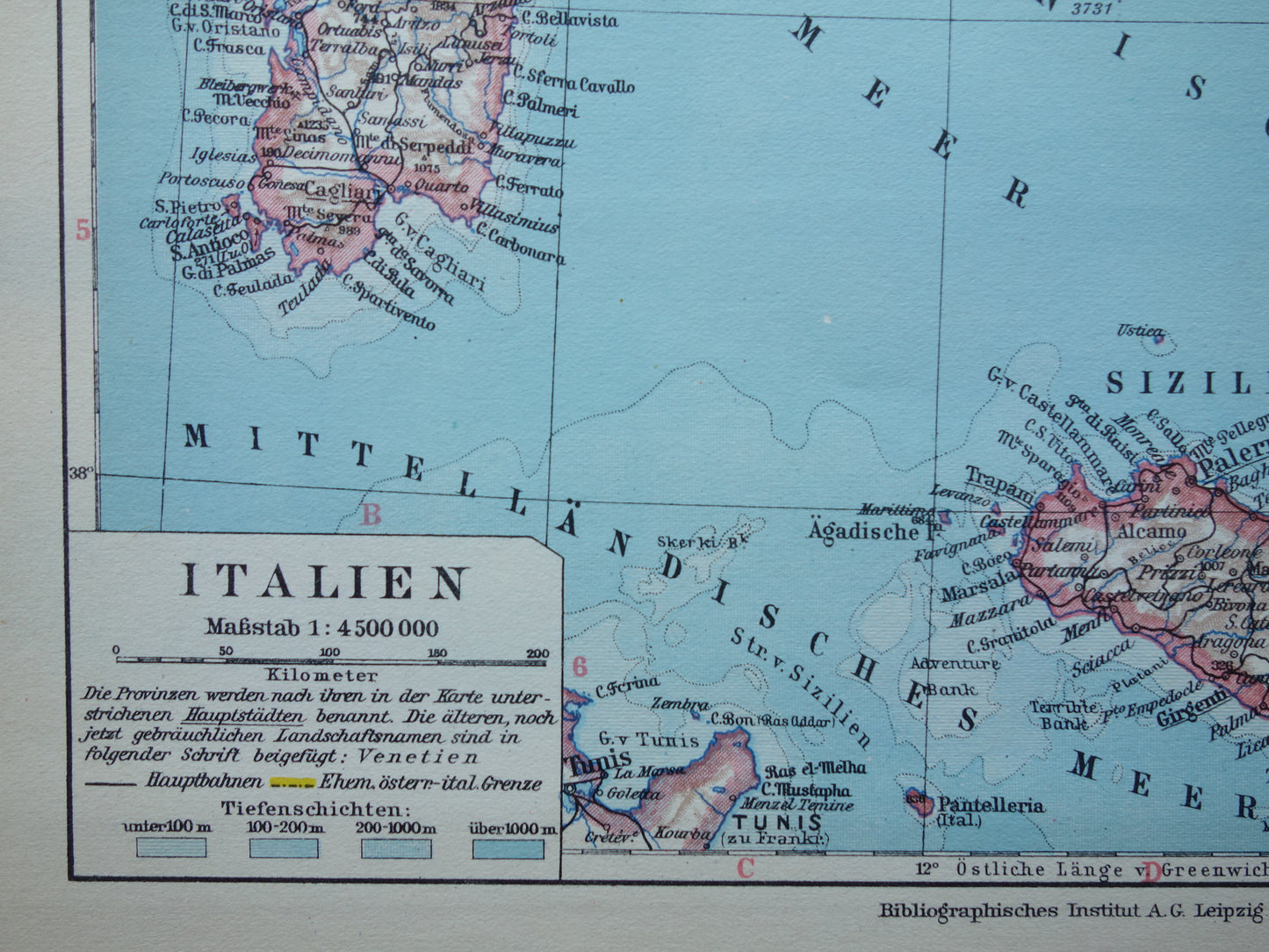 Oude landkaart van ITALIË uit 1931 originele vintage kaart Rome