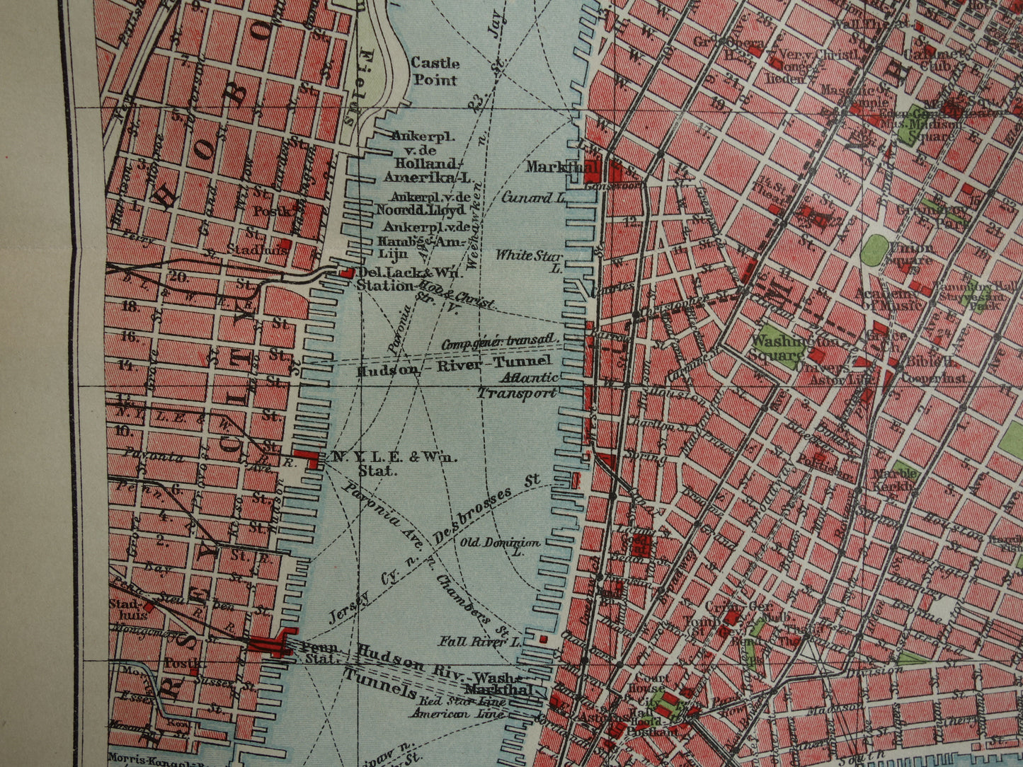 Antieke plattegrond van New York uit 1920 originele oude kaart van New York City Vintage Nederlandse kaarten