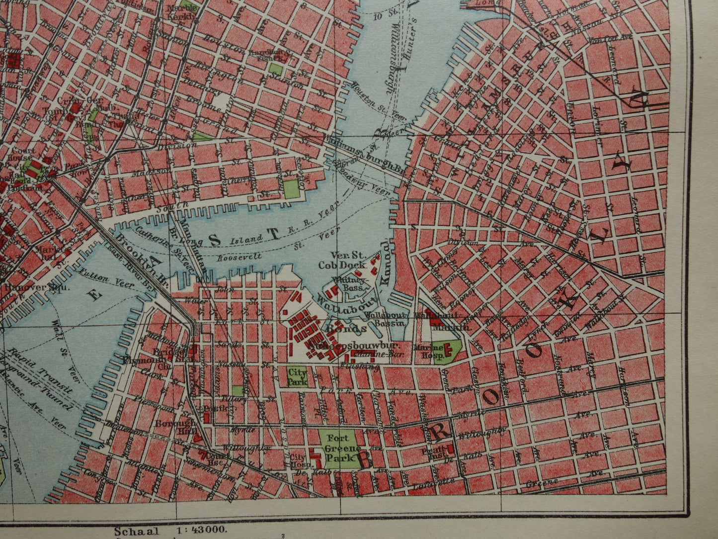 Antieke plattegrond van New York uit 1920 originele oude kaart van New York City Vintage Nederlandse kaarten
