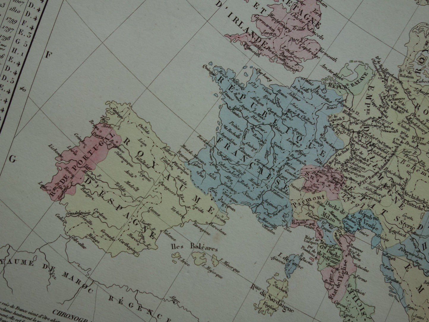 Oude kaart van Europa in het jaar 1795 originele antieke landkaart uit 1830 Deling van Polen geschiedeniskaart
