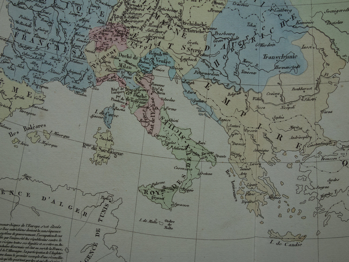 Oude kaart van Europa in het jaar 1795 originele antieke landkaart uit 1830 Deling van Polen geschiedeniskaart