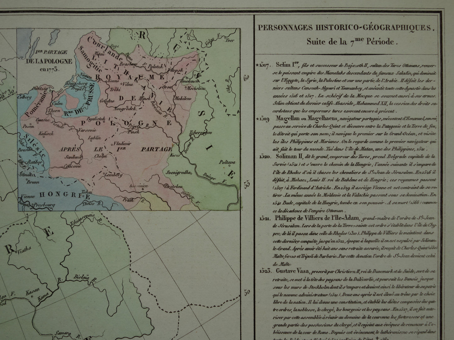 Oude kaart van Europa in het jaar 1795 originele antieke landkaart uit 1830 Deling van Polen geschiedeniskaart
