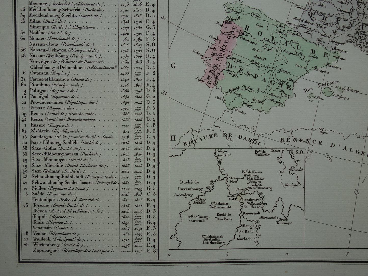Oude kaart van Europa in het jaar 1773 originele antieke landkaart uit 1830 Eerste deling van Polen geschiedeniskaart