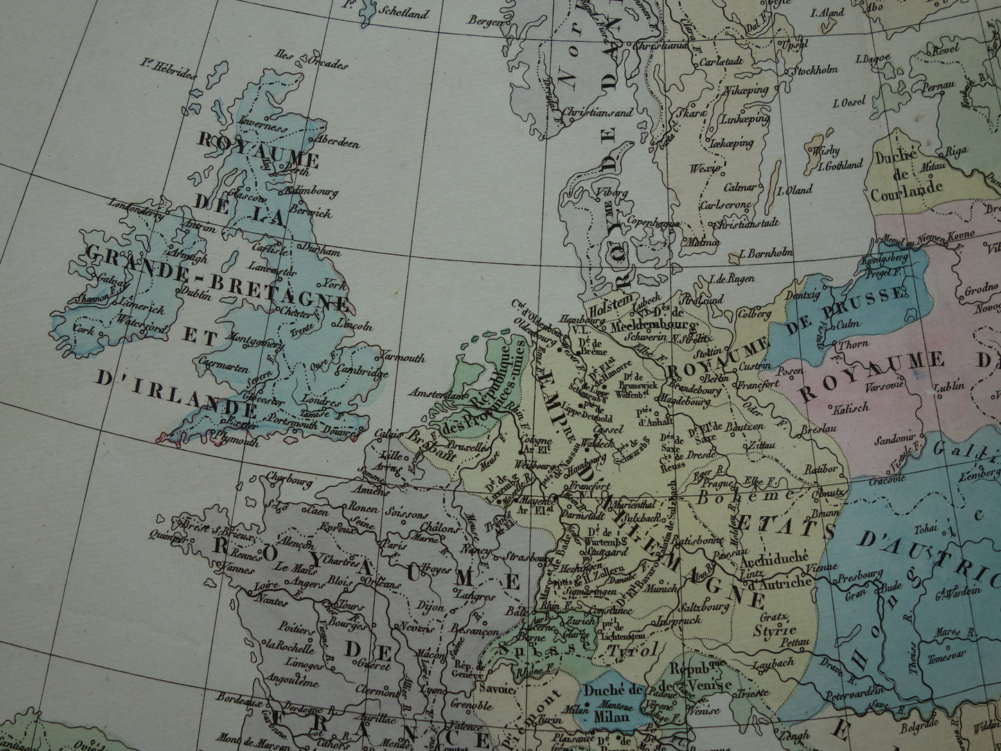 Oude kaart van Europa in het jaar 1773 originele antieke landkaart uit 1830 Eerste deling van Polen geschiedeniskaart