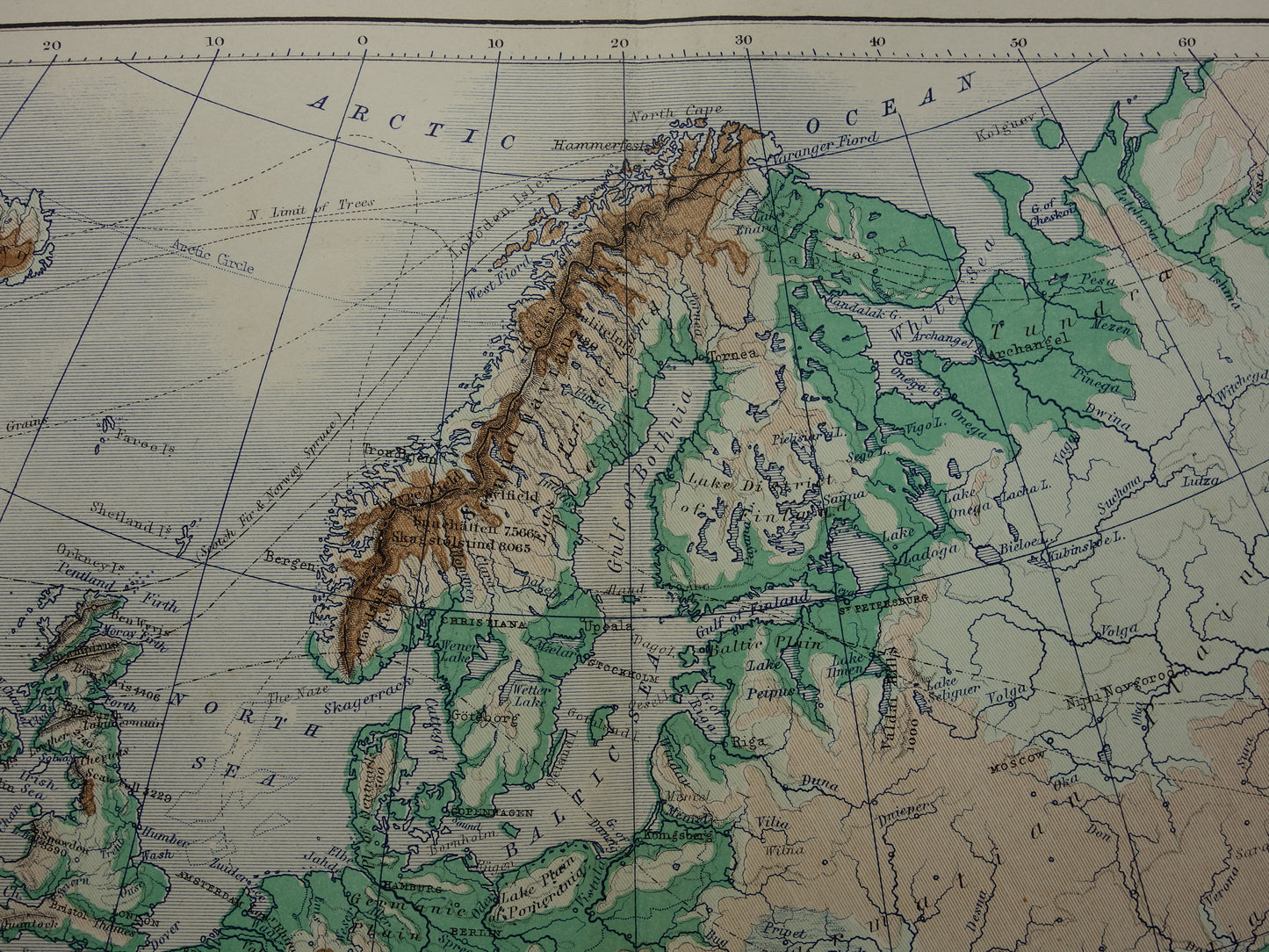 Europa antieke kaart van Europa 140+ jaar oude landkaart van continent uit 1879 - originele vintage hoogtekaart