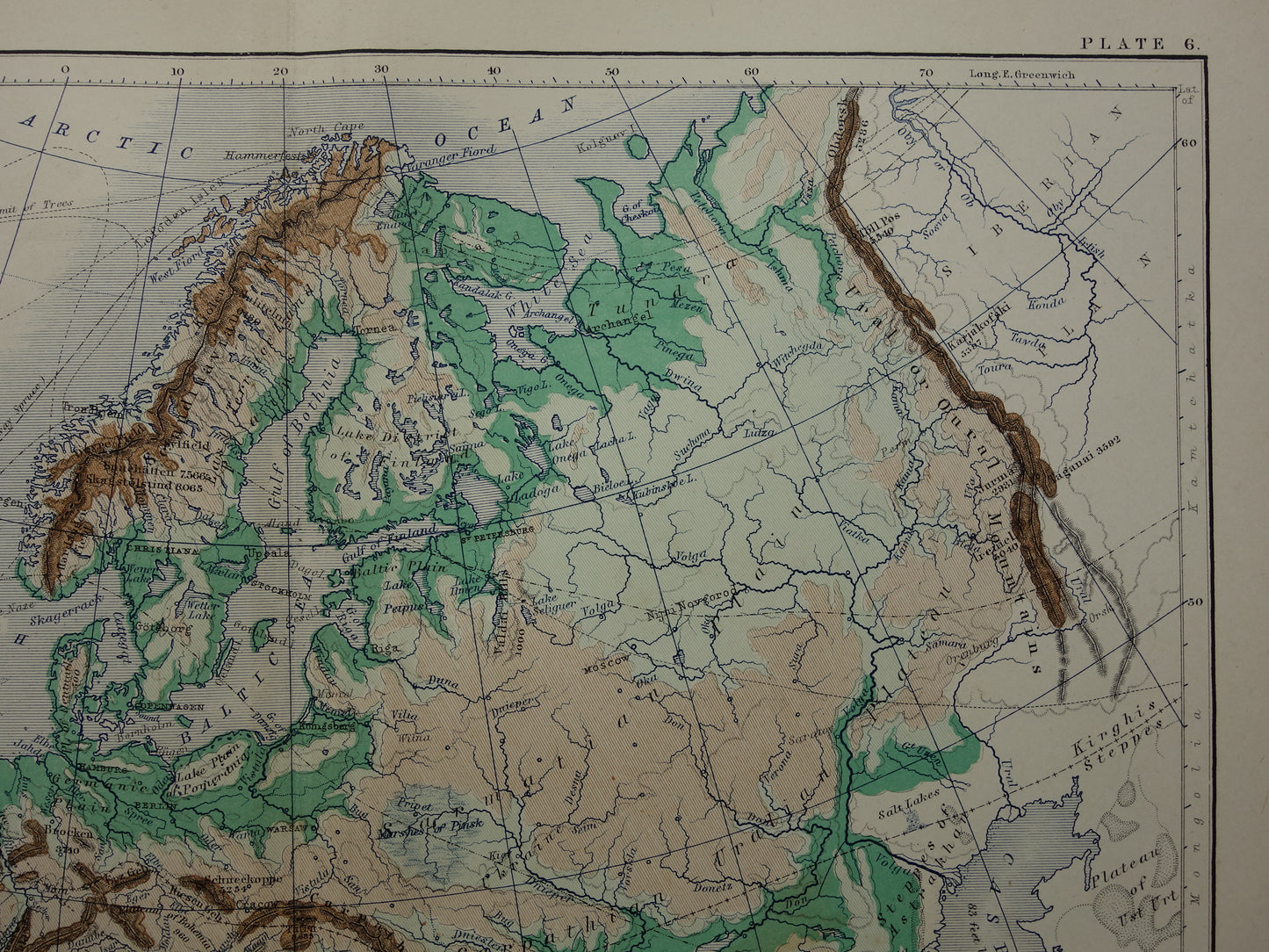 Europa antieke kaart van Europa 140+ jaar oude landkaart van continent uit 1879 - originele vintage hoogtekaart